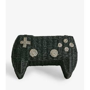 Cesta de controlador de juego de papel negro, organizador tejido hecho a mano para juguetes, libros y exhibición decorativa - Product Image 2