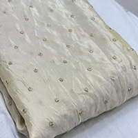 Tela de Seda Pura Teñible con Diseño Metálico Zari Butti Tejido para Sarees, Lehengas y Dupattas Premium - Material sin Coser