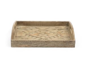 Plateau de service en bois de manguier pour cuisine de ferme Plateau de service en bois avec imprimé floral artistique traditionnel fait à la main à bas prix - Product Image 4