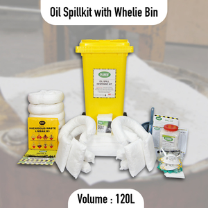 Kit de Respuesta a Derrames de Petróleo Industrial, Contenedor con Ruedas de 120L, Set de Contención de Emergencia Absorbente para Talleres Marinos - Product Image 2