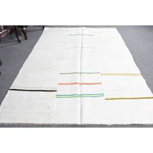 Alfombra de lana blanca moderna, diseño de retazos rectangulares turcos de 6,1x9,1 pies para decoración para sala de estar, alfombra de látex de 10mm de espesor para habitación - Product Image 1