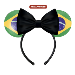 Diadema Personalizada Hecha a Medida con Diseño de Orejas de Ratón y Bandera de Brasil H.E.R. Accesorios - Product Image 1