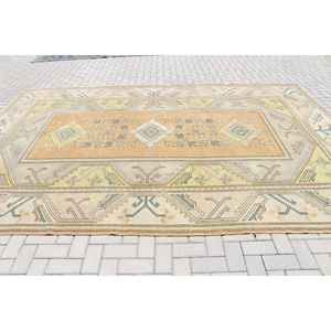 Alfombra Vintage de 8.4x12.5 pies, Alfombra Turca Extra Grande, Alfombra Ikat Amarillo Verde - Product Image 3