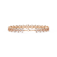 Bracelet jonc tendance pour femme en or rose massif 10k 14k 18k certifié IGI, avec diamants blancs/jaunes, cadeau de fête, best-seller
