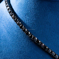 Bijoux Hiphop plaqué or noir 925 Sterling 3mm 4mm 5mm 6.5mm chaîne de tennis Moissanite noire pour hommes femmes