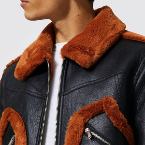 Classic High Street Style Winter <b>Men's</b> Leather <b>Jacket</b>-Waterproof & Windproof Front Logo Customizable OEM Service New Arrival - Product Image 6