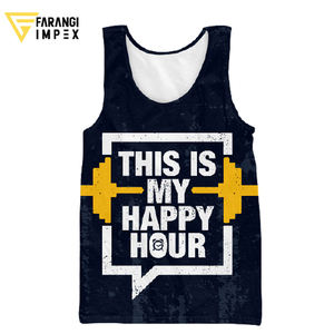 เสื้อกล้ามออกกำลังกายผ้าฝ้ายสำหรับผู้ชายทำจากโพลีเอสเตอร์และสแปนเด็กซ์ตาข่ายออกแบบโลโก้ได้ตามต้องการสำหรับเพาะกาย - Product Image 3