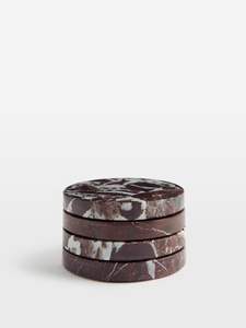 Handmade Round <b>White</b> Marble Premium Stone Drink <b>Coaster</b> Set with Carved Engraved Design for Wedding Home Decor - Product Image 6