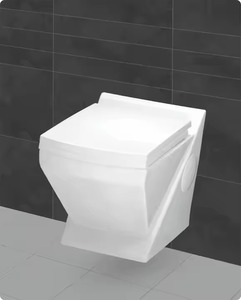 Inodoro colgado en la pared de porcelana redonda sin montura para lavado de artículos sanitarios de baño de cerámica de diseño moderno con tanque y sistemas de ahorro de agua - Product Image 2