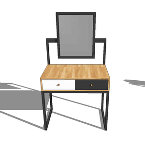 Modern Design SFBTD002 Wood and Rubber Wood Makeup <b>Table</b> with Iron Frame and Rectangular <b>Mirror</b> - Product Image 2