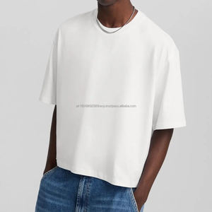 250GSM Camiseta corta de gran tamaño para hombre 100% algodón Boxy Fit Drop Shoulder Diseño de camiseta en caja en blanco del fabricante - Product Image 3