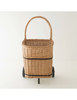 Panier de courses à roulettes en osier, support de cuisine en bois, couleur naturelle, fait main, écologique, capacité 20-35L, Nhat Minh Ready for