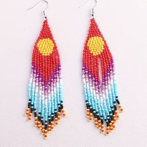 Stylish Handmade Colorful Seed <b>Bead</b> Long <b>Fringe</b> Drop Earrings Women Customizable Beaded Fashion Accessory MULTI CRAFT NGTC - Product Image 6