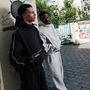 Chándal de lana de gran tamaño de estilo callejero de invierno para hombre de alta calidad, conjunto de Sudadera con capucha con logotipo impreso personalizado, suministro al por mayor - Product Image 6