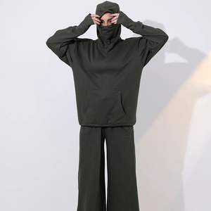 Ensemble de survêtement unisexe personnalisé à coupe évasée, lourd, à capuche fermée, streetwear, 2 pièces, long, 100% coton molletonné, écologique, séchage rapide - Product Image 2