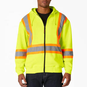 Vestes à capuche de travail zippées coupe-vent de sécurité réfléchissantes, lourdes, pour hommes, travaux routiers, classe 1 ANSI, logo personnalisé OEM - Product Image 4