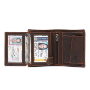 Cartera de cuero amigable para viajes con ranura para pasaporte Cartera de cuero construida para viajes globales Cartera de cuero para hombres confiable - Product Image 4