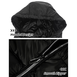 Veste d'hiver sans manches à col montant et sweat à capuche pour hommes, brillant, imperméable et brillant, avec logo personnalisé. - Product Image 4