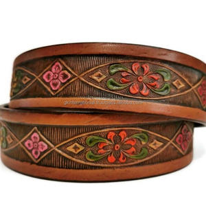 Andmade-Cinturón de herramientas de cuero occidental para hombre, cinturón con hebilla floral extraíble en relieve de tyle, disponible en todas las tallas - Product Image 5