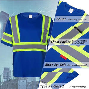 High Visibility <b>Short</b> <b>Sleeve</b> Reflective Safety T <b>Shirt</b> <b>Men</b> Heavy Duty Breathable Hi Vis <b>Shirt</b> Class 2 Safety Workwear - Product Image 5