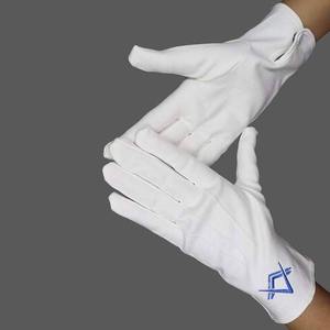 Gants de maître maçon de la Loge bleue en coton avec carré et compas jaunes et bleus G 2026 Régalia maçonnique Gants des francs-maçons - Product Image 6