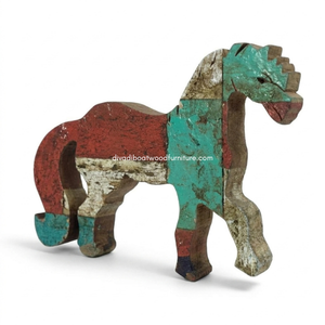 Décorations murales en bois faites à la main, figurines d'animaux en bois de bateau recyclé, artisanat animalier pour la décoration intérieure - Product Image 3