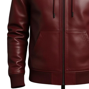 Sweat à capuche en cuir marron pour homme, veste à capuche en simili cuir de qualité supérieure, streetwear décontracté d'hiver, sweat à capuche entièrement zippé, fournisseur en gros - Product Image 5