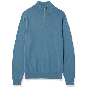 Sweat-shirt à demi-fermeture éclair sportif personnalisé pour hommes col montant manches tombantes confortable coupe décontractée respirant uni coton polyester - Product Image 1