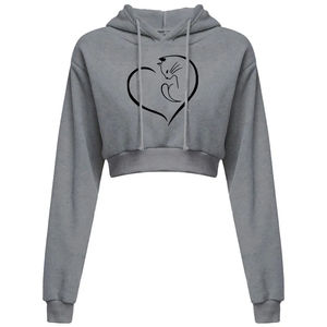 Sudadera con capucha recortada con tinte de corbata tejida de invierno de alta calidad OEM para mujer con logotipo frontal estampado de letras cálidas ajuste holgado - Product Image 6