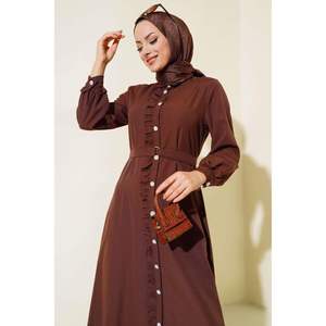 Vestido Volantes Marrón Patrón Regular TR Origen 165cm - Product Image 4