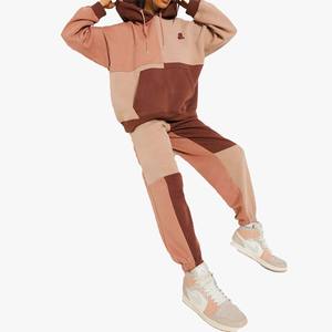 Sudadera con capucha de bloque de algodón 100% de gran tamaño para mujer de la mejor calidad, forro polar pesado de invierno con logotipo de diamantes de imitación bordado, diseño impreso - Product Image 3