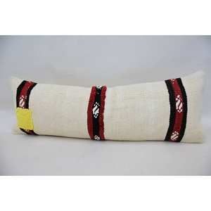 Beige Wool Kilim 18x18 Inch Luxury <b>Bolster</b> <b>Pillow</b> Vintage Rectangle Suzani Woven Non-Slip Eco-Friendly Removable Washable Decor - Product Image 4