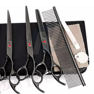 Juego de tijeras de aseo para perros de lujo de alta calidad, tijeras de dientes de acero inoxidable 440C, tijeras para perros de pulgadas negras, herramientas recargables - Product Image 6