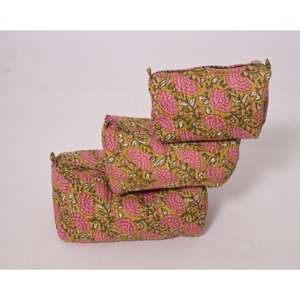 Indian National <b>Large</b> Portable Cotton Makeup <b>Bag</b> Travel Zipper Pouch Printed for Cosmetic Organizer - Product Image 4