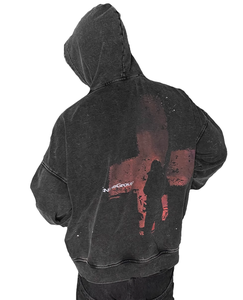 Sweat à capuche polaire brodé et sérigraphié pour homme et femme, avec cordons de serrage, respirant, en coton long, OEM, collection hiver - Product Image 5
