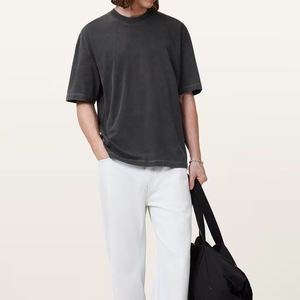 2025 nouveauté coton lourd matériel surdimensionné Boxy Fit hommes T-Shirt couleur noire avec motif imprimé Design en gros - Product Image 2