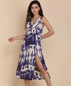 ชุดเดรสมัดย้อมผ้าเรยอนสำหรับผู้หญิงชุดเดรสแม็กซี่เอวสูงทำจากเส้นสปาเก็ตตี้สำหรับใส่ไปพักผ่อนริมชายหาดหรือเดินทางช่วงฤดูร้อน - Product Image 1
