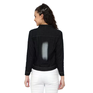 Service OEM Saison d'hiver Qualité supérieure Grande taille Veste en jean délavée décontractée coupe ajustée pour femmes Tissage tissé BD - Product Image 5