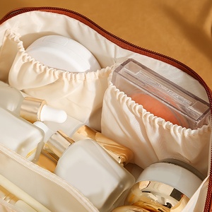 Sang Trọng Lớn Hoa Nổi PU Phụ Nữ Da Gối Túi Mỹ Phẩm Du Lịch Không Thấm Nước Xách Tay Trang Điểm Vệ Sinh Cá Nhân Tổ Chức - Product Image 4