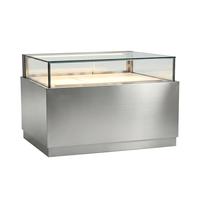 Vitrine de présentation moderne et élégante en acier inoxydable et verre sur mesure pour bijouterie, salle d'exposition de bijoux, présentoirs à bagues