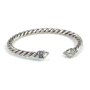 Pulsera de hombre de plata de ley 925 con cabeza de lobo pequeña y diseño retorcido |   Joyería Turca Hecha a Mano - Product Image 2