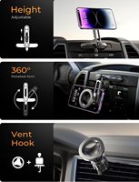 Support magnétique pour téléphone de voiture LISEN avec bras réglable, 20 aimants N52 pour iPhone 17 16 15 Pro Max, universel, clip pour fente CD, grille d'aération