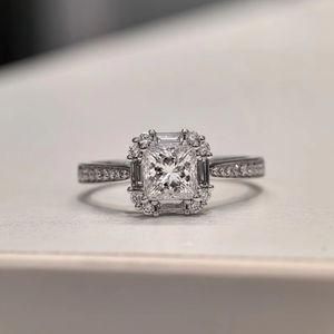 Anillo de compromiso de Halo de diamante cultivado en laboratorio E VS1 de 2,00 quilates, regalo para novias, oro blanco de 14K - Product Image 2