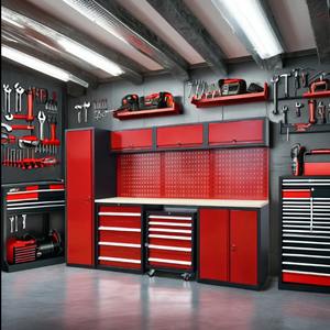 Armoire à outils de garage robuste en acier laminé à froid, poste de travail d'atelier avec tiroirs, unités de rangement d'outils, capacité de charge de 150 kg - Product Image 6