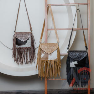 Boho Style New Handcrafted Tooled Cowhide <b>Leather</b> Western Fringe Handbags Stylish Hot Selling Genuine <b>Leather</b> Crossbody <b>Purses</b> - Product Image 1