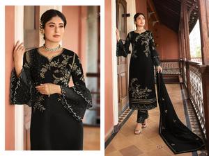 Ropa de Festival de Diseño Evergreen para mujer, satén, Georgette, bordado, trabajo, Salwar, Kameez y Dupatta, Exportación de moda - Product Image 3