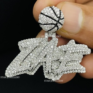 Colgante de Letra Personalizado Unisex de Oro 10K con Diamantes Cultivados en Laboratorio, Corte Brillante, Estilo Hip Hop, Baño de Rodio/Oro, para Uso Diario - Product Image 1