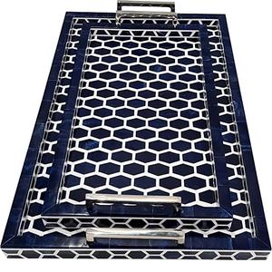 Bandeja de concha de laca grande, mesa de incrustación de hueso, Plato decorativo para fiestas de interior, bandeja de servicio de alimentos para el hogar y restaurante, novedad - Product Image 4