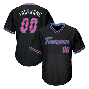 Jersey de béisbol de poliéster para hombre, Jersey de manga corta con cuello en V, bordado personalizado con nombre del equipo y número impreso, último diseño 100% - Product Image 1