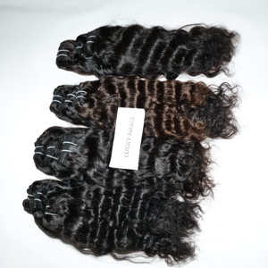 Paquetes de cabello Remy DEL SUR DE LA India, cabello natural virgen sin procesar, recto y ondulado profundo, precio de proveedor al por mayor - Product Image 5